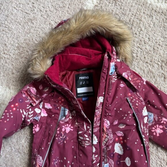 🌈 Reima 🌈 Girls' waterproof hooded jacket Muhvu Jam Red - Picture 6 of 16